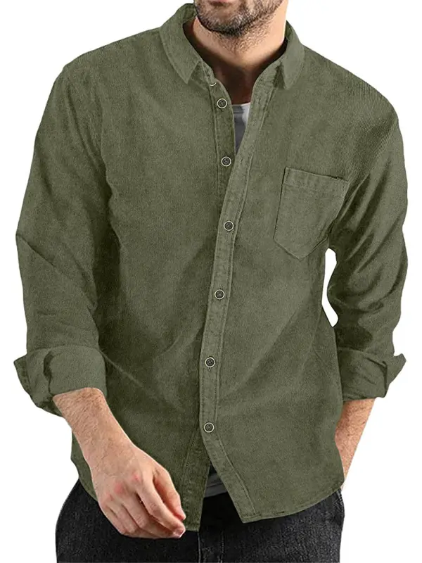 Chic Corduroy Lapel Jacket: Cozy Long-Sleeved Casual Elegance - MENLL